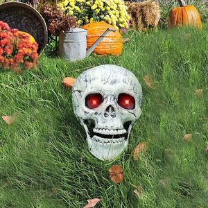 <b>Halloween</b> Glowing Eyes Skull Stake Outdoor Ground <b>Decor</b> For Yard Lawn Garden - Product Image 2