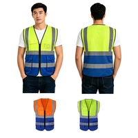 Gilet de sécurité bicolore personnalisé avec logo OEM, emballage couleur, poches, norme ANSI Classe 2, EN ISO 20471 Classe 2, imperméable, fourni par l'usine