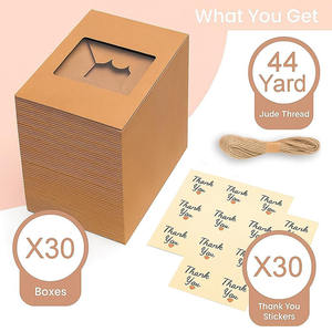 Fenêtre transparente cadeau donnant des boîtes de boulangerie à biscuits Extra épais petits contenants friandises pâtisserie charcuterie produits de boulangerie boîte à fenêtre marron - Product Image 5