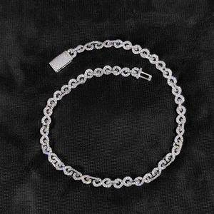 Collar de Cadena de Eslabón Cubano NUOYA de 8mm con Incrustaciones de Circonitas y Cierre Desplegable, Fila Única de Diamantes con Diseño en Forma de 8, Joyería Fina Estilo Hip Hop - Product Image 2