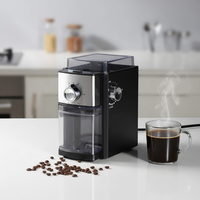 Moulin à café électrique à meules plates en acier inoxydable 150W, capacité 250g, multi-tension, usage domestique et hôtelier, garantie 2 ans, OEM/ODM