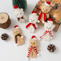 Ours en peluche de Noël mignon avec écharpe et chapeau, jouet en peluche pour enfants, idéal pour la décoration de gâteaux de Noël