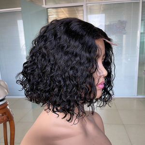 Venta al por mayor de pelucas de cabello humano natural con cierre de encaje Pre arrancado sin pegamento de encaje de onda profunda Peluca de Bob corto 100% cabello humano virgen - Product Image 2