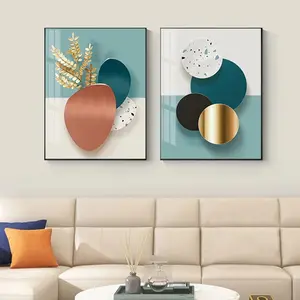 Moderne Abstracte Muurkunst Decor Gouden Botanische Kunst Canvas Prints 3d Visualisaties Foto 'S Voor Luxe Woonkamer