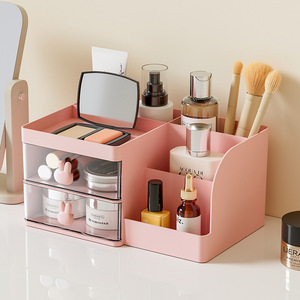 Cream Colored Desk Organizer With Drawers And Partitions For Office Stationery Storage Rectangle Standing Type - Product Image 4