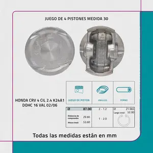 Juego de Pistones 30 Honda CRV 4 Cilindros 2.4 K24A1 DOHC 16V 02/06 - Product Image 5