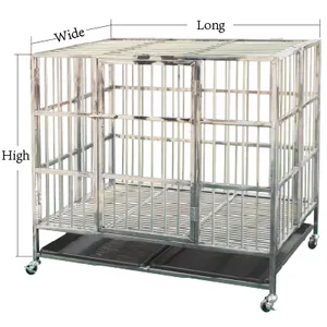 Manufacturer of veterinary medical 304 Stainless steel folding feeding hole dog cage with nice quality