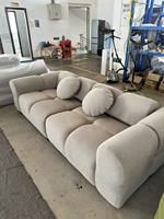 Ensemble Canapé de Salon en Velours Moderne, Fauteuil Trois Places et Canapés, Mobilier d'Appartement Contemporain, Série Bubble 3 Places