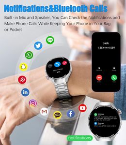 Montre connectée tendance 1,53 pouce IP67 avec 3 bracelets, fréquence cardiaque, appels Bluetooth, montre connectée pas chère pour hommes - Product Image 3