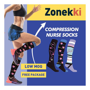 Thiết Kế Mới Tùy Chỉnh Nén Vớ Cho Y Tá 20-30 Mmhg Đầu Gối Cao Vui Vẻ Vớ Tùy Chỉnh Phụ Nữ Y Tá Vớ - Product Image 1