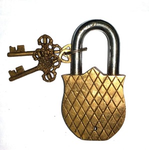 PARIJAT HANDICRAFT Stainless Steel & Brass Plated Waterproof Single Lever Locking Turtle Style Handmade Door <b>Padlock</b> Unique Keys - Product Image 2