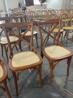 Chaise de salle à manger rétro en bois massif avec dossier, chaise de mariage, tabouret rustique en bois pour la maison, chaise à dossier croisé