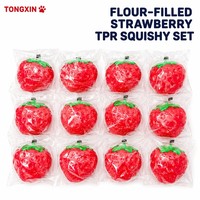 TikTok Bloemgevulde Aardbei TPR Squishy Slow Rise Geplooide Zaad ASMR Fruit Bureau Collectible Fidget Gift Groothandel OEM TONGXIN