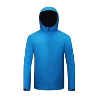Veste coupe-vent minimaliste noire à capuche, col montant, fermeture éclair dissimulée, sans poche, coque légère, logo personnalisé