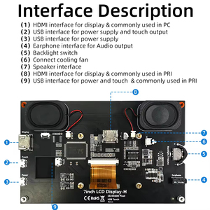Módulo de pantalla LCD IPS 1024*600 de 7 pulgadas para Raspberry <span class=keywords><strong>Pi</strong></span>, pantalla táctil capacitiva con altavoces, 1 unidad - Product Image 5
