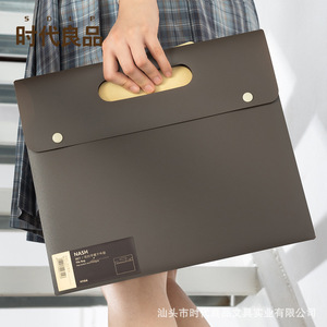 Nash <b>A4</b> <b>Document</b> Bag Portable Office Student Exam Paper Invoice <b>Folder</b> Coffee Color PP Material - Product Image 1