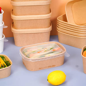 Tazón de Papel Kraft Cuadrado/Rectangular, Tazón de Papel para Envasado de Alimentos, Ecológico, Tazón para Ensaladas con Tapa - Product Image 6