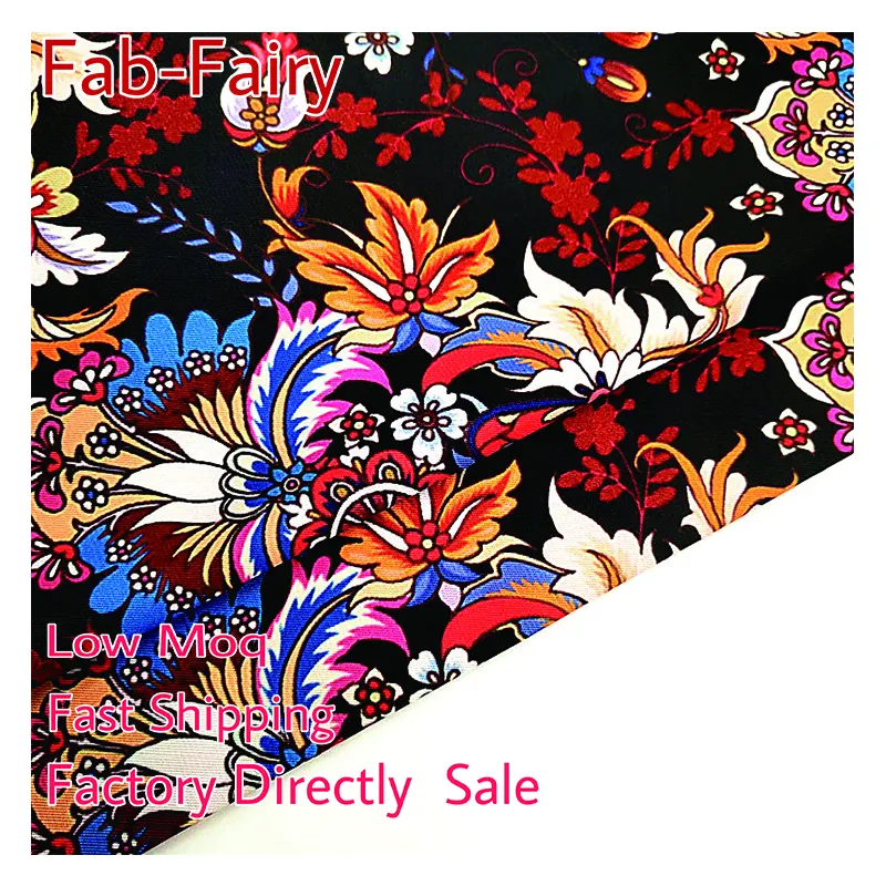 YH8-8510 vendita calda stile bohémien nero fondo colorato modello retrò grande floreale Paisley abiti stampati digitali fodera tessuti