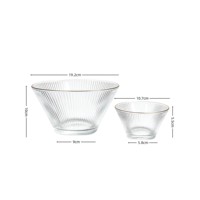 Ensemble de 7 bols de service modernes en verre côtelé transparent, décoratifs pour fruits et salades, pour la table de cuisine et la présentation à la salle à manger