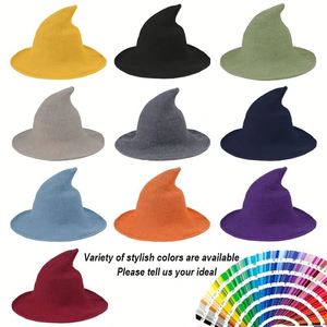 Wholesale Knit Wool Wizard Cap for Custom Halloween Witch Festival Party <b>Hat</b> With Logo Promotional Gift - Product Image 2