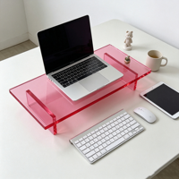 Support d'écran en acrylique à un seul niveau en gros, support d'ordinateur de bureau en acrylique personnalisé OEM pour organisateur de bureau à domicile