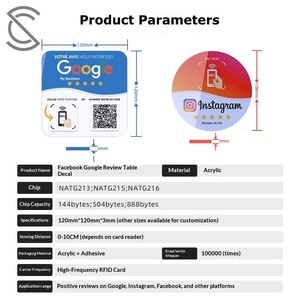 <span class=keywords><strong>ป้าย</strong></span>อะคริลิค RFID NFC NTAG213 รองรับ 13.56MHz พร้อมคิวอาร์โค้ด สำหรับร้านอาหาร โซเชียลมีเดีย และรีวิว Google ขายดี - Product Image 6