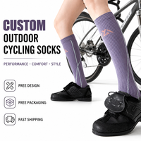 Chaussettes de cyclisme hautes pour sports de plein air, chaussettes longues côtelées à compression pour le vélo, la randonnée, le ski, pour femmes