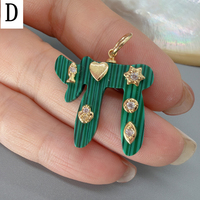 Pendentifs Chai, breloques hébraïques juives, coquillages, turquoise, malachite, zircon CZ, étoile de David, bijoux pour femmes, vente en gros