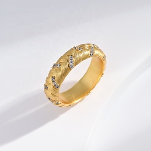 Anillo de latón chapado en oro clásico de 14K y 18K con diseño de flor, joyería de cobre para boda, compromiso, estilo vintage, unisex, anillos de promesa a la moda. - Product Image 1