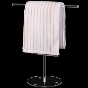 Suporte de toalha de acrílico moderno, suporte de toalha para toalha, toalha de mão em t, suporte de acrílico para exibição de joias