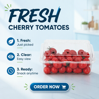 Contenitore per Alimenti Usa e Getta in PET Riciclabile con Design a Conchiglia, Goffrato, per Prodotti Agricoli, Frutta e Verdura