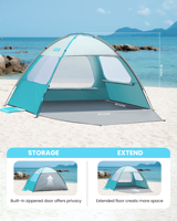 Tenda Peneduh Pantai Portabel UPF50+ Anti UV Tahan Air untuk Berkemah Keluarga di Luar Ruangan