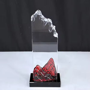 निर्माता ग्लास पट्टिका क्रिस्टल ट्रॉफी गोल्ड रेड माउंटेन आइसबर्ग क्रिस्टल ग्लास पुरस्कार पट्टिका ट्रॉफी - Product Image 4