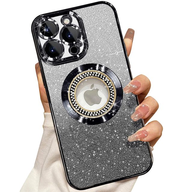 Plating Electroplate Magnetic Girls Bling Glitter Diamond Camera Lens Cover for iPhone 15 15 Pro 14 Pro Max Luxury Phone Case