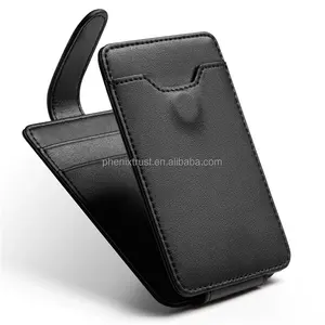 High-end Microfiber Black Leather Slim Vertical Male Wallet Magnetic Button Closure And ID Window Inside Bi-fold Wallet