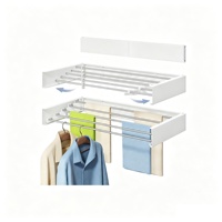 Séchoir à linge mural pliable de 32 pouces de large avec 5 barres en acier inoxydable, séchoir à linge gain de place