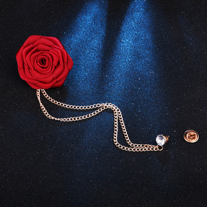 Broche de solapa con borla de flor de rosa de piedra natural chapado en oro de aleación hecho a mano para novio, padrino de boda, aniversario o niños - Product Image 2
