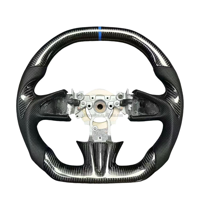 blue stitching+carbon fiber+perforated leather