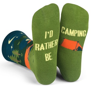 Alta calidad, preferiría estar cazando Rving Beach <span class=keywords><strong>Camping</strong></span>, novedad, letras en inglés, calcetines deportivos de tubo para tripulación Unisex, calcetines bonitos - Product Image 2