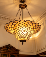 Lampe suspendue artisanale en verre teinté de 20 pouces, grand design en écailles de poisson, style européen et américain, lustre pour villa, maison, bar