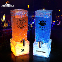 Distributeurs de boissons en acrylique cylindriques carrés grande capacité avec robinet et tour à bière LED pour boîte de nuit