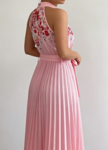 Kadın Yazlık Zarif Çiçek Desenli Askılı Elbise - Akşam Partisi Kokteyli için Seksi Kolsuz Hafif Günlük Elbise - Product Image 4