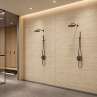 Panneau mural en marbre UV WYRAX 1220x2440mm 3.0mm aspect pierre de travertin beige, imperméable, pour douche, hôtel, salle de bain