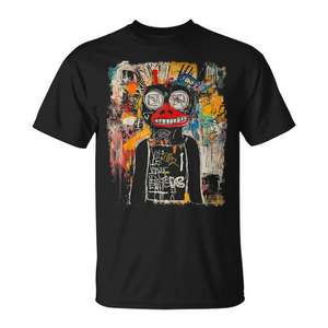 T-shirt Graffiti pour homme, design artistique, coton noir, unisexe, streetwear, mode - Product Image 1