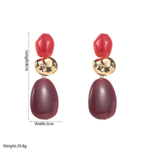 Boucles d'oreilles longues élégantes pour femme, style baroque rétro europé<span class=keywords><strong>en</strong></span> et américain, <span class=keywords><strong>en</strong></span> résine <span class=keywords><strong>ambre</strong></span> et alliage électroplaqué, collection 2026 - Product Image 2