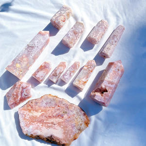 Offres Spéciales : Pierre de Guérison en <span class=keywords><strong>Agate</strong></span> Fleur Naturelle, Tour de Cristal Violet Fleur de Cerisier pour Artisanat en Cristal - Product Image 4