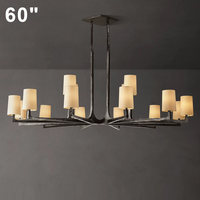Lustre rond en fer de 36/48/60 pouces avec abat-jour en tissu, luminaire industriel pour salle à manger, lustre rétro américain pour salon