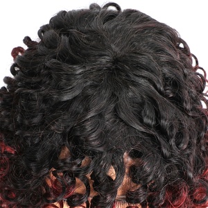 Parrucca Bob in Capelli Umani Ricci Crespi Sfumati Rosso-Rame per Donne di Colore, Lunghezza Corta o Lunga, Completamente Realizzata a Macchina, Senza Colla, Base in Pizzo - Product Image 4