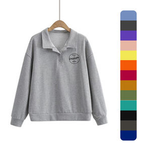 Manufacturer <strong>Ladies</strong> <strong>Jumper</strong> Sweatshirts Puff Print Blank Casual Fleece Cotton Hip Hop Streetwear Oversized <strong>Polo</strong> <strong>Neck</strong> Hoodie Women - Product Image 6