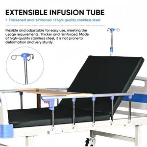 Cama de Hospital de Uso Doméstico <span class=keywords><strong>y</strong></span> Hospitalario <span class=keywords><strong>con</strong></span> Manivela Simple, Soporte de Acero, Barandilla de Seguridad, Colchón Personalizado, Barra de Infusión <span class=keywords><strong>y</strong></span> Ruedas Silenciosas - Product Image 3